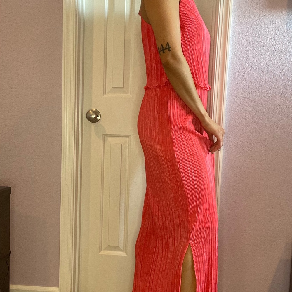 Banana Republic Coral Pleated floor length dress